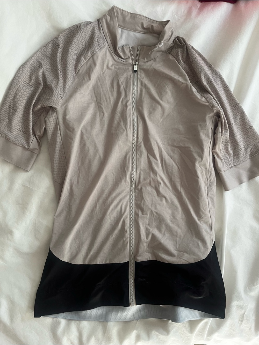 POC Light Taupe Athletic Cycling Jersey with Black Accents